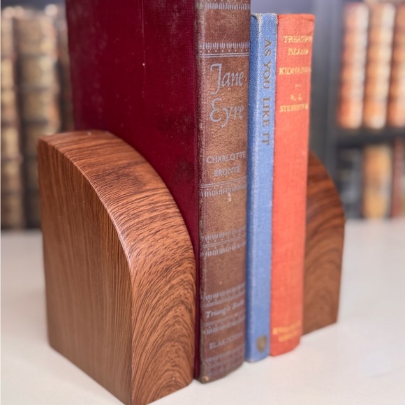 Vintage Estate Faux MCM Wooden Bookends